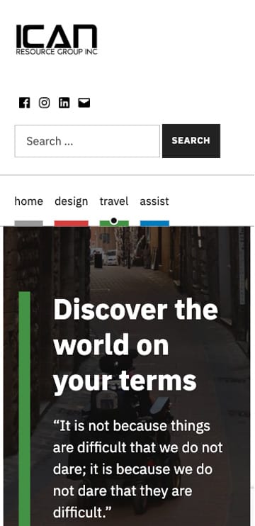 Phone Screenshot of Travel page